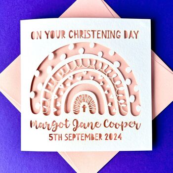 Personalised Rainbow Christening Card, 2 of 4