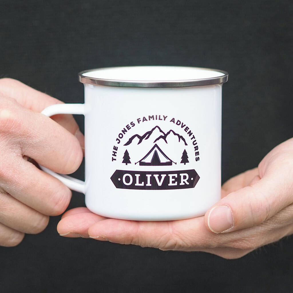 Family Camping Personalised Enamel Mug By Project Pretty