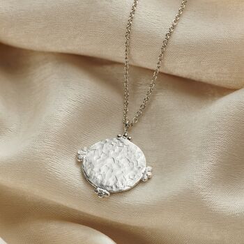 Personalised Cluster Crown Hammered Disc Necklace, 3 of 6