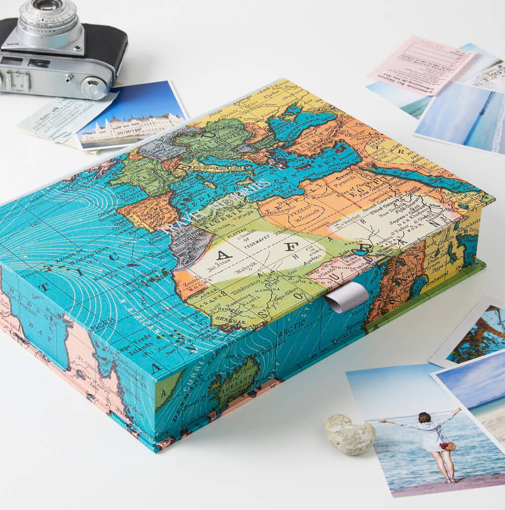 Personalised World Map Travel Memory Box Gift, 1 of 6