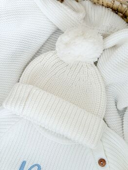 My First Christmas Embroidered Personalised New Baby Knitted Cardigan, 6 of 11