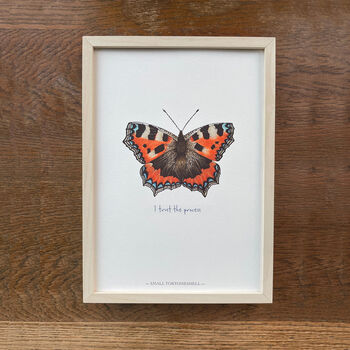 Small Tortoiseshell Illustrated Butterfly Print, 3 of 5