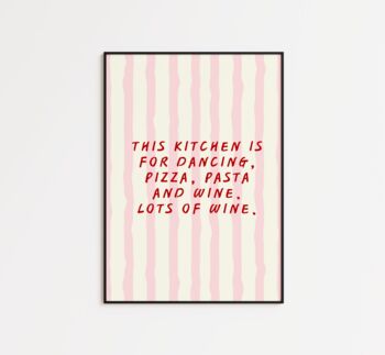Kitchen Dancing Quote Wall Art Food Wine Lover Gift, 8 of 10