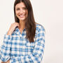 Women's Brushed Cotton Pyjamas In A Blue Check, thumbnail 3 of 5