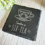 Engraved Personalised Slate Tea Coaster Name And Age Gift, thumbnail 3 of 6
