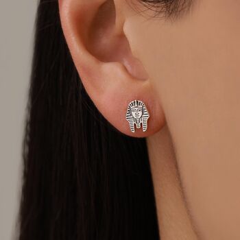 Sterling Silver Egyptian Pharaoh Stud Earrings, 7 of 12