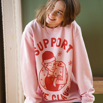 Support The Claus Women's Christmas Jumper, 2 of 6