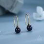 Sterling Silver Genuine Black Freshwater Pearl Hook Earrings, thumbnail 2 of 10