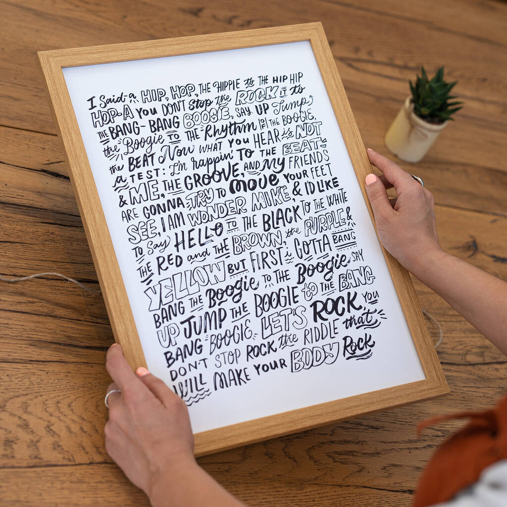 Personalised Song Lyrics Hand Lettered Art, 1 of 9