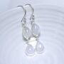 Sterling Silver Double Moonstone Teardrop Earrings, thumbnail 1 of 2