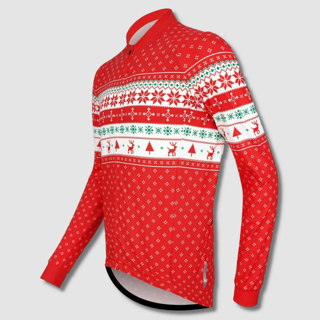 Mens Long Sleeve Christmas Jumper Cycle Jersey, 1 of 5