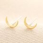 Tiny Crescent Moon Stud Earrings In Gold, thumbnail 2 of 3