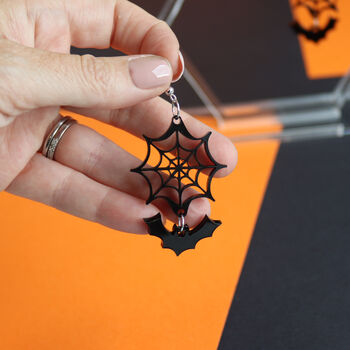 Halloween Web And Bat Earrings, 2 of 9