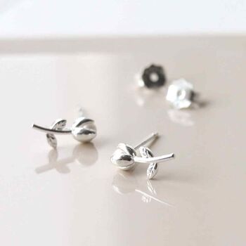 Sterling Silver Pearl Tulip Stud Earrings, 3 of 5