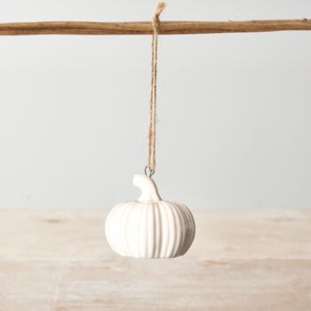 Set Of Three White Ribbed Hanging Pumpkin, 2 of 2