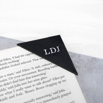 Handmade Personalised Initial Leather Corner Bookmark, 3 of 7