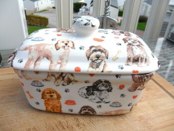 Lidded Butterdish In Cockerpoo Design, 10 of 12