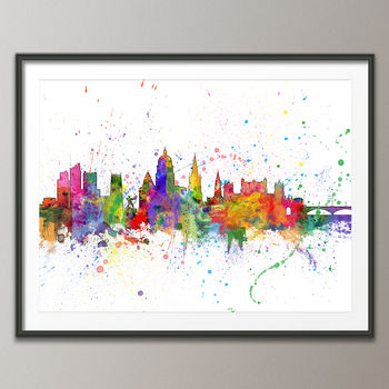 Nottingham Skyline Cityscape Paint Splashes Print, 3 of 5