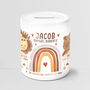 Personalised Boho Rainbows Ceramic Money Box, thumbnail 1 of 5