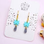 Powder Blue Star And Silver Glitter Drop Earrings, thumbnail 3 of 5