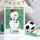 personalised snowman football christmas card by liza j design ...