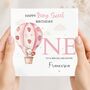 Strawberry Bunny 1st Birthday Card, Berry Sweet Birthday For Daughter, Granddaughter, thumbnail 1 of 3