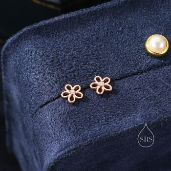Forget Me Not Flower Screw Back Earrings In Sterling Silver, 4 of 10