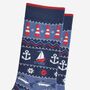 Men's Bamboo Socks Nautical Fair Isle Navy, thumbnail 3 of 5