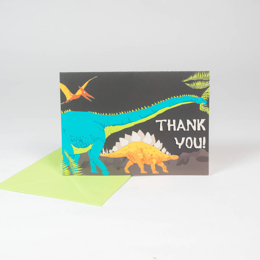 set-of-eight-dinosaur-party-thank-you-cards-by-marvellous-cat-notonthehighstreet