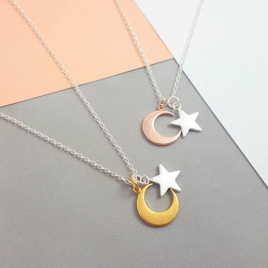 Moon And Star Necklace By Essentia By Love Lily Rose ...