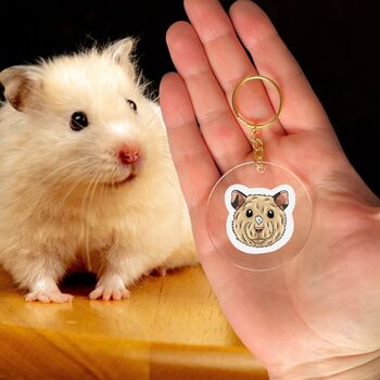 Personalised Hamster Face Portrait Keyring, 6 of 7