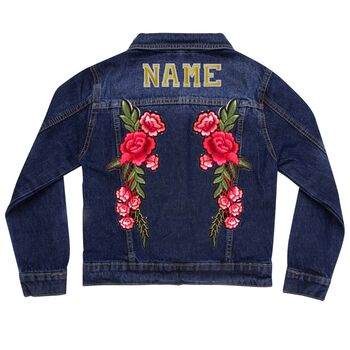 Personalised Kids Denim Jacket With Embroidered Roses, 6 of 7
