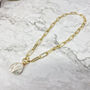 18k Gold Plated Bold Pearl Paperclip Chain Necklace, thumbnail 7 of 7