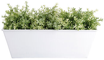 White Zinc Metal Balcony Planter With Flower Pot Holder, 3 of 4