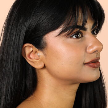 Sterling Silver Crystal Star Piercing Earring, 3 of 6