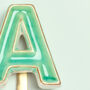 G Decor Alphabet Green Crackle Hooks Antique Brass, thumbnail 8 of 11