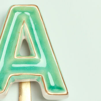 G Decor Alphabet Green Crackle Hooks Antique Brass, 8 of 11