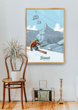 Zermatt Ski Resort Switzerland Travel Poster Art Print, 5 of 8