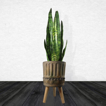 Ridged Composite Planter With Stand Large, 8 of 8
