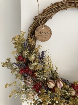 Handcrafted Artisan Woodland Dried Flower Wreath, 2 of 6