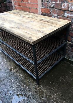 Industrial Reclaimed Two Shelf Coffee Table Tv Unit 073, 3 of 6