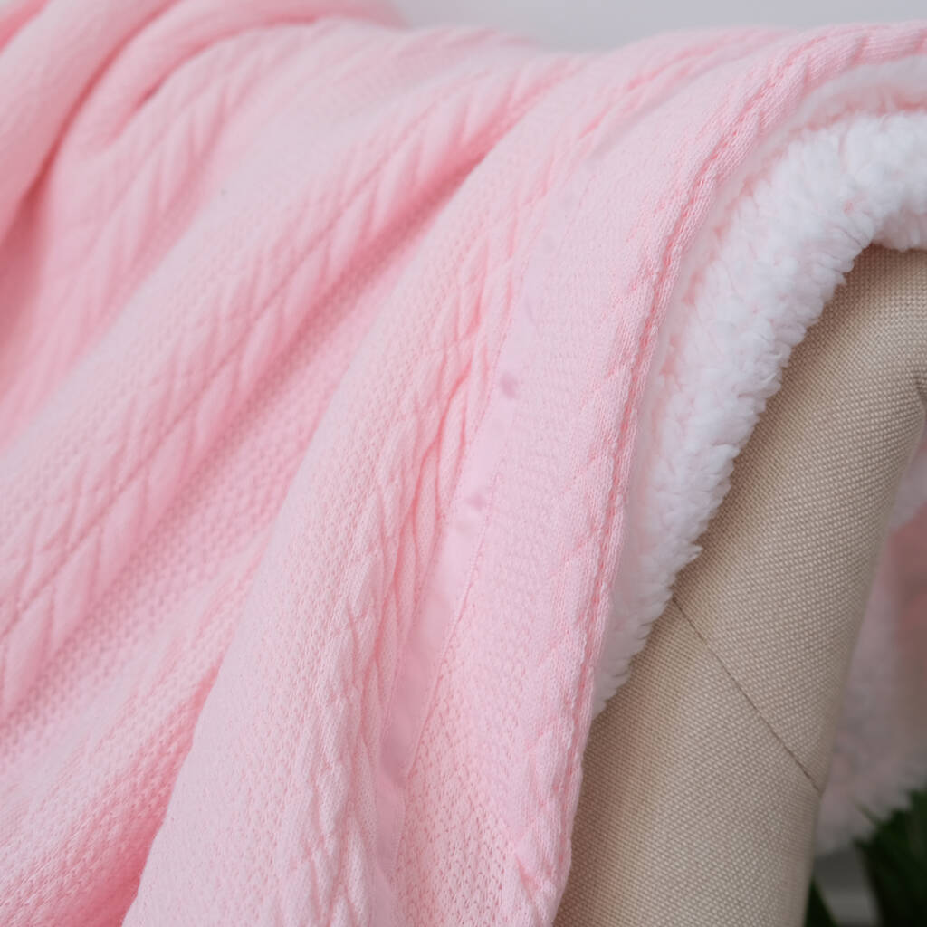 Personalised Knitted Baby Pink Blanket With Bow By 1st Birthday Gifts