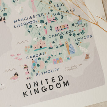 United Kingdom Inky Illustrated Map, 4 of 5