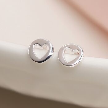 Sterling Silver Cut Out Heart Stud Earrings, 3 of 6