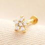 Sterling Silver Crystal Flower Piercing Earring, thumbnail 4 of 4