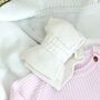 My First Valentines Embroidered Personalised New Baby Romper Three Colours Available, thumbnail 7 of 11