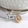 Triple Chain Dachshund Bracelet With Gold Plated Heart, thumbnail 3 of 4