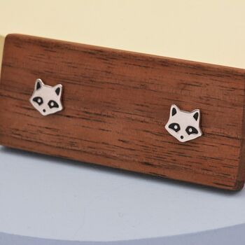 Cute Racoon Stud Earrings In Sterling Silver, 7 of 12