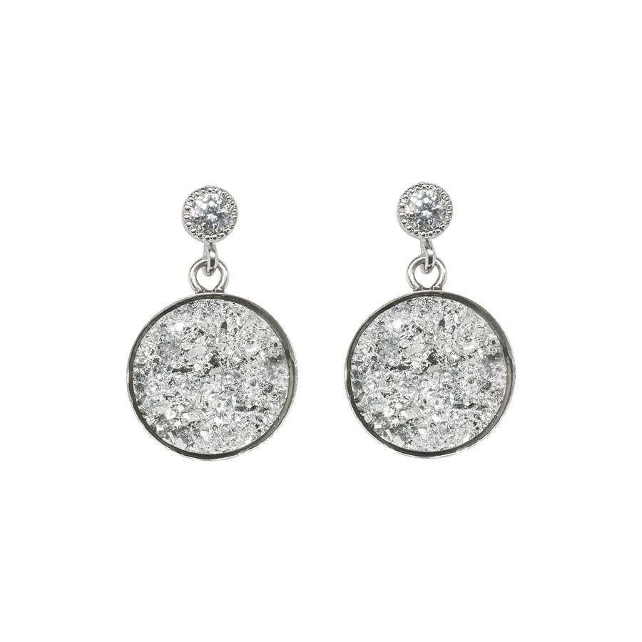 Druzy Silver Plated Sparkle Drop Earrings By LHG Designs ...