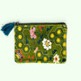 Embroidered Velvet Mini Pouch | Green Floral, thumbnail 1 of 4